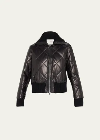 Quilted Zip-Front Bomber Jacket