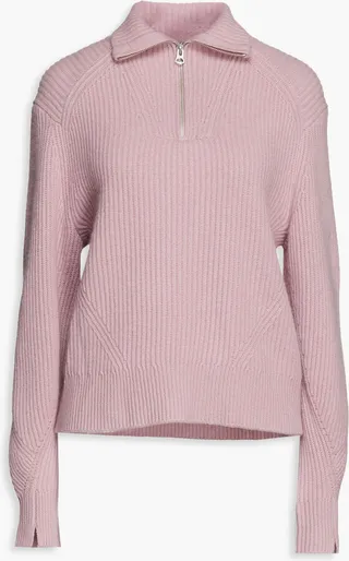 Pierce ribbed cashmere half-zip sweater
