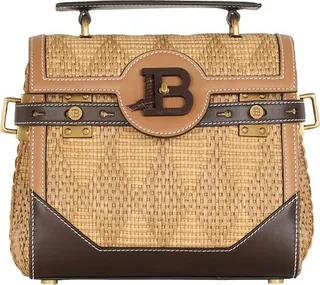B-Buzz 23 leather and raffia bag