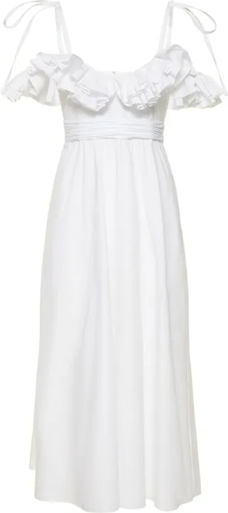 Ruffled cotton poplin midi dress