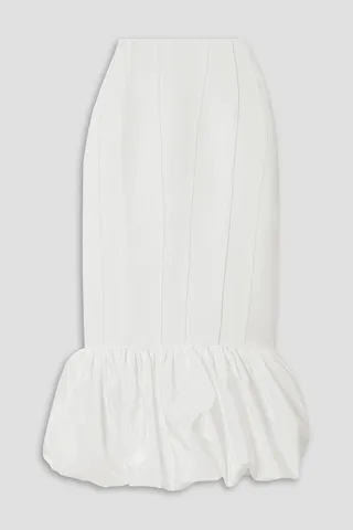 Vindicate gathered crepe and satin midi skirt