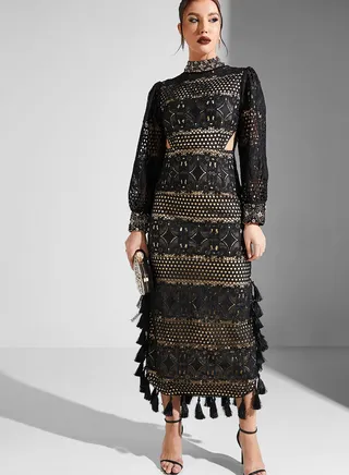 High Neck Embellished Dress