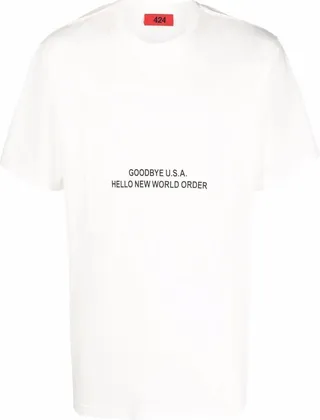 slogan-graphic print T-shirt