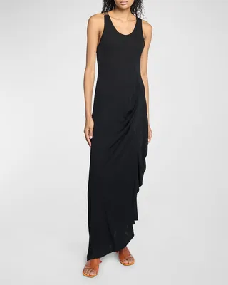 x Paula's Ibiza Draped Maxi Dress with Anagram Plaque Detail