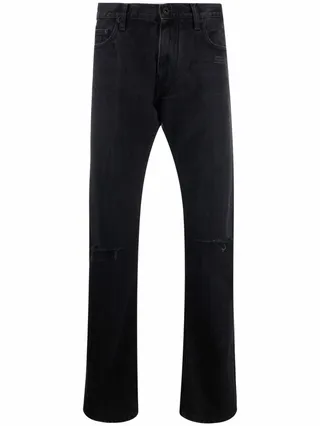 Distressed-Effect Slim-Cut Jeans