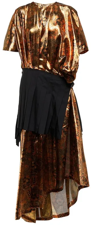 Lame asymmetric midi dress