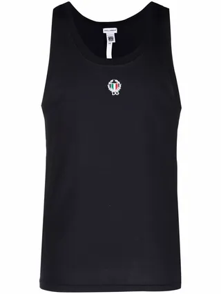 embroidered-logo U-neck vest