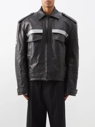 Paris Uniform Oversized Leather Jacket