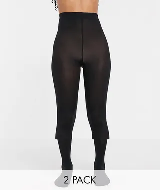 Monki 2 pack 60 denier tights in black