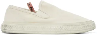 Acne Studios Off-White Canvas Slip-On Sneakers