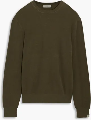 Cotton and hemp-blend piqué sweater