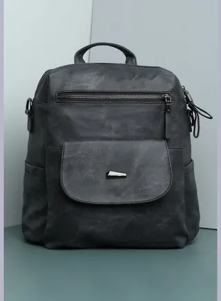 Solid Casual PU Leather Regular Backpack with Zip Lock For Women