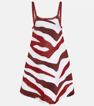Zebra-print tinsel minidress