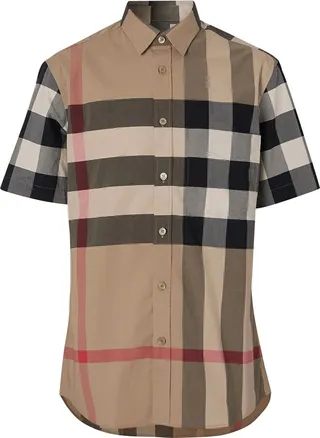BURBERRY- Check Motif Cotton Shirt