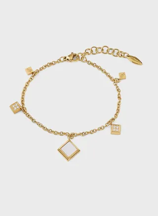 Bracelet With Malachite Inlay & Crystal
