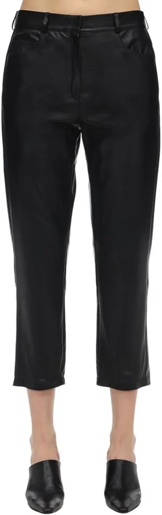 Mid Waist Cropped Leather Pants