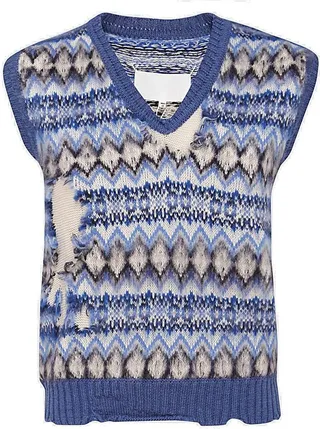Maison Margiela V-Neck Pattern Intarsia Sleeveless Sweater
