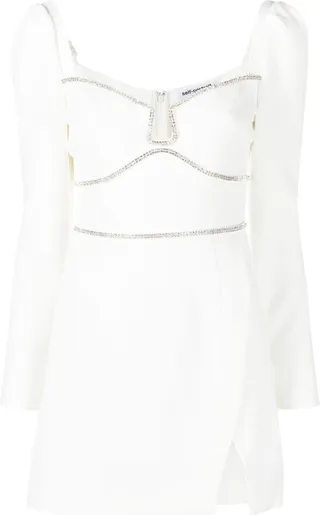 Crystal-Trim Long-Sleeved Minidress