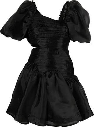 Joan asymmetric puff-sleeves dress