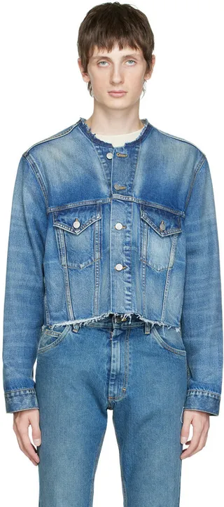 Maison Margiela Blue Collarless Denim Jacket