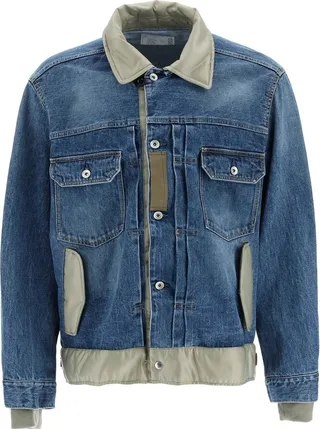 Denim Jacket With Nylon Inserts