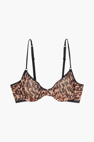 Soiré Confidence leopard-print stretch-mesh underwired soft-cup bra