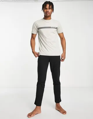 Jack & Jones T-shirt and pants loungewear set in gray & black