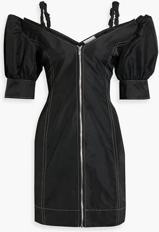 Cold-shoulder shell mini dress