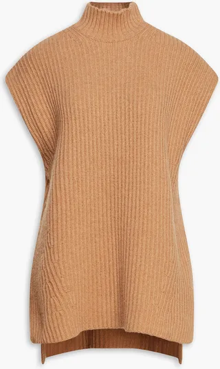 Ribbed recycled wool-blend turtleneck vest