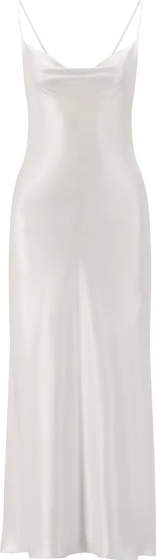 SAVANNA - Satin Glitter Dress - White