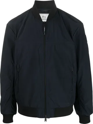Logo-Patch Zip-Up Bomber Jacket
