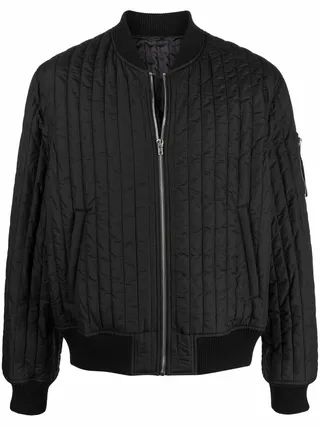 Quilted Zip-Up Bomber Jacket