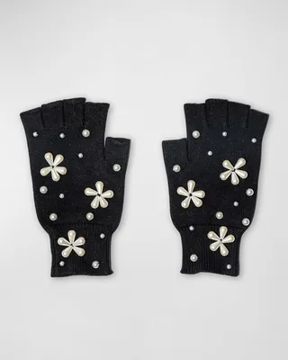 Pearly Snowflake Fingerless Gloves