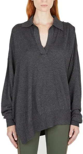 V-neck Asymmetric Knitted Sweater