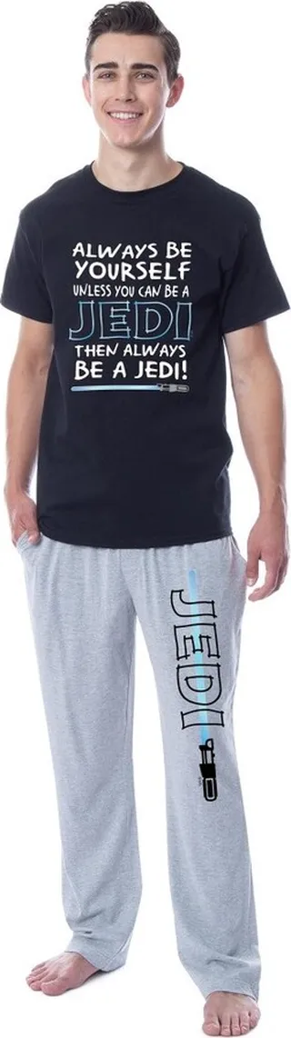 Star Wars Mens' Jedi Always Be Lightsaber Funny Character Sleep Pajama Set (XXL) Multicolored