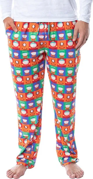 South Park Mens' Square Print Stan Kyle Cartman Kenny Sleep Pajama Pants (4X) Multicoloured