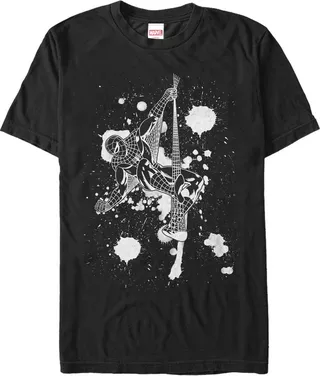 Men's Marvel Spider-Man Paint Splatter Art T-Shirt - Black - Small