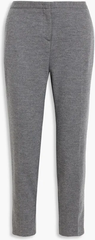 Cropped mélange merino wool straight-leg pants