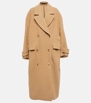 Double-breasted wool-blend felt coat