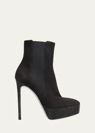 Suede Embellished Chelsea Platform Booties