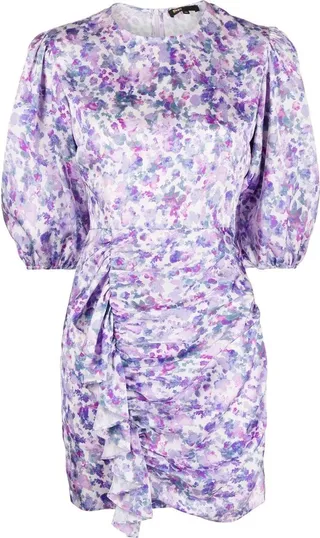 Ruffled Floral-Print Minidress