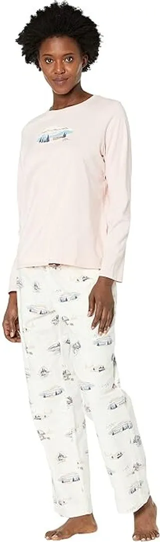 L.L.Bean Camp Pajama Set (Shell Pink) Women's Pajama Sets