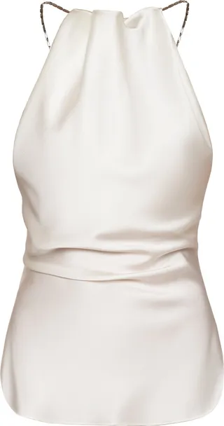Women's Halter Chain Silk-Blend Top