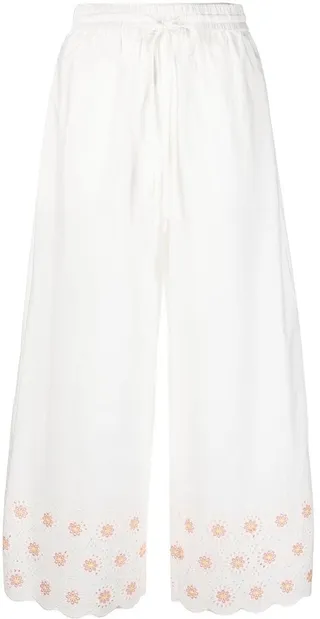 Scallop-Edge High-Waist Trousers