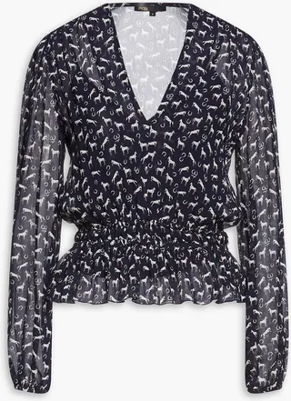 Printed crepon blouse