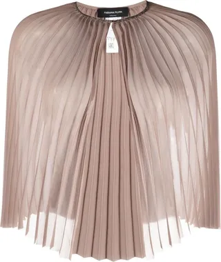 Stud-Detail Pleated Cape