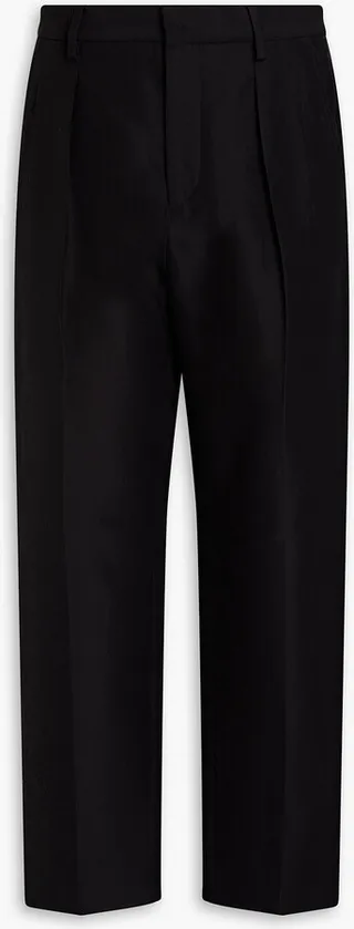 Cotton and silk-blend twill pants