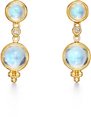 Angel Moonstone & Diamond Double Drop Earrings