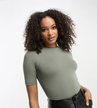 ASOS DESIGN Tall skinny fit t-shirt bodysuit in green