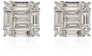 18kt White Gold Square Diamond Earrings